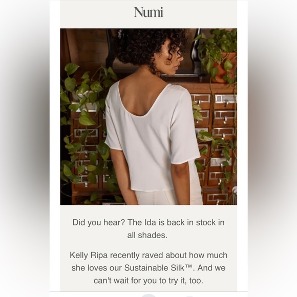 Numi XS white sustainable silk short sleeved blouse - Picture 2 of 6